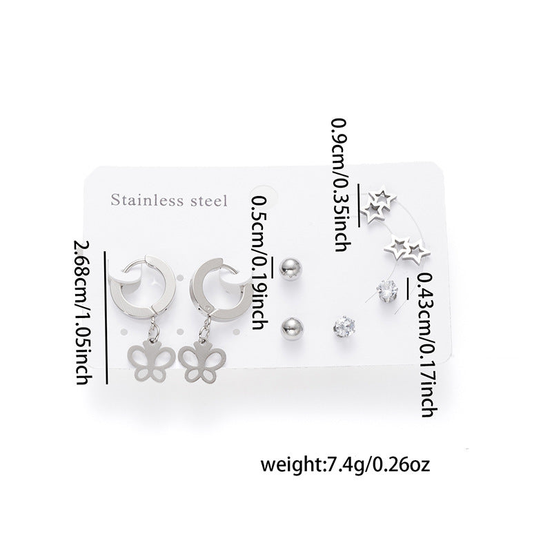 Fashion Simple Titanium Steel Earrings Creative Cross Love Butterfly - Norellé