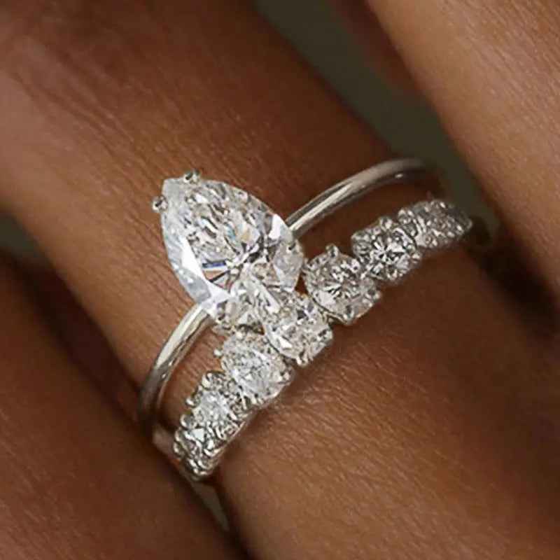 Drop-shaped Design Zircon Ring Fashionable And Exquisite - Norellé