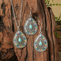 Fashion Turquoise Long Pendant Ear Rings Suit - Norellé