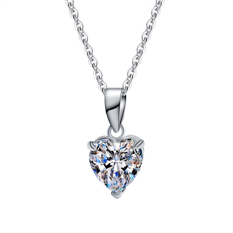 S925 Sterling Silver Moissanite Pendant Heart Necklace - Norellé
