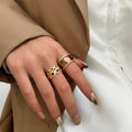 Ancient Fashion Colored Gems Ring Hollow Drip Glazed - Norellé
