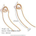 Minimalism Stainless Steel Plated 18K Tassel Stud Earrings - Norellé