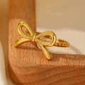 European And American Fashion Bowknot Stainless Steel Open Adjustable Ring - Norellé