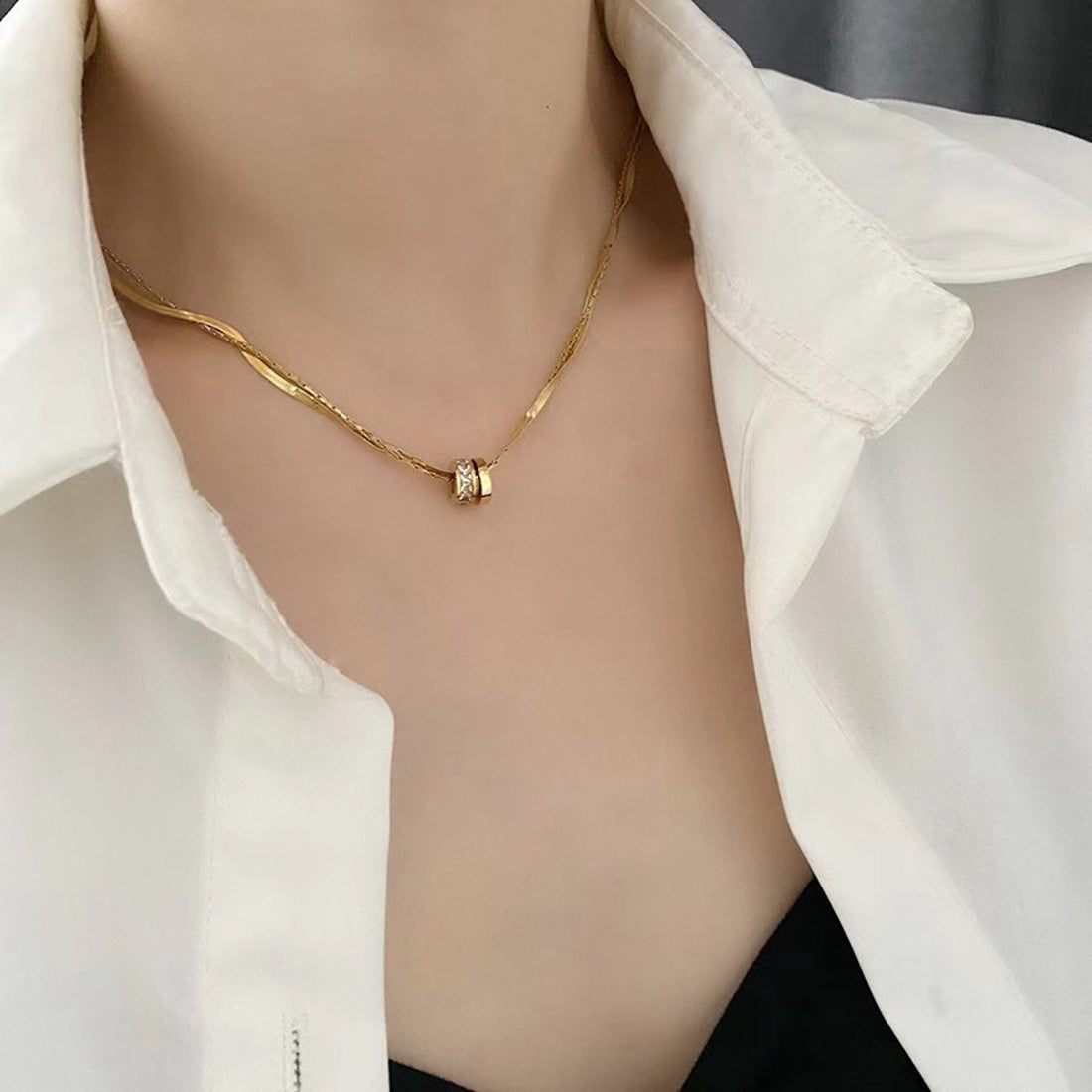 New Double-layer Micro-inlaid Luck Bringer Necklace - Norellé