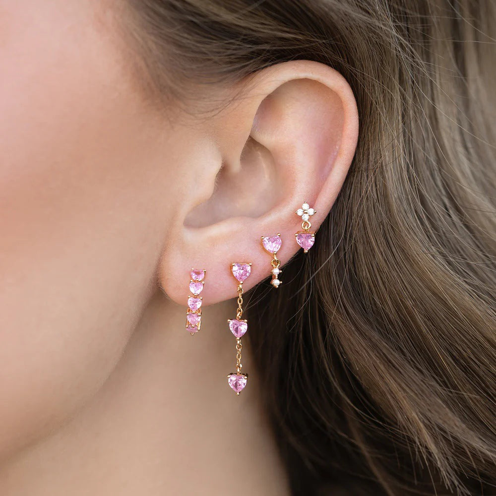 Sweet Elegant Heart Ear Studs 4-piece Set - Norellé