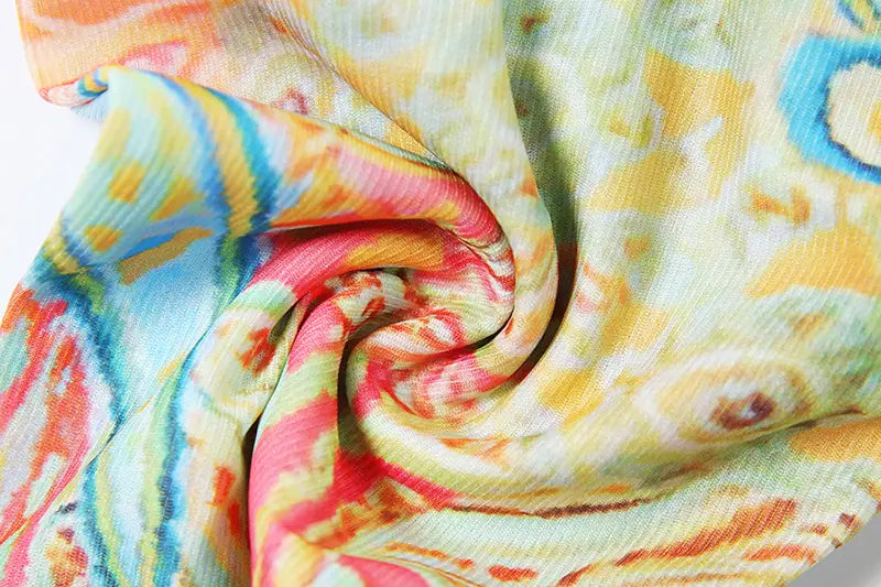 Women’s Printing Color Contrast Lace-up Three-piece Set