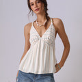 Summer French Style Halter Spaghetti Straps Top Cotton Striped - Norellé