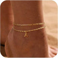 26 Initial Letter Anklets Gold Double Layer Chain Anklet Twin - Norellé