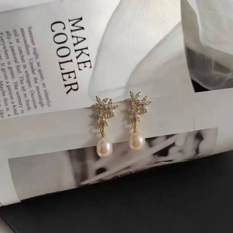 Water Pearl Earrings Niche Micro-inlaid - Norellé