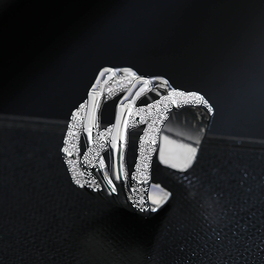 Copper Plated White K Micro-inlaid Zircon Ring Simple - Norellé