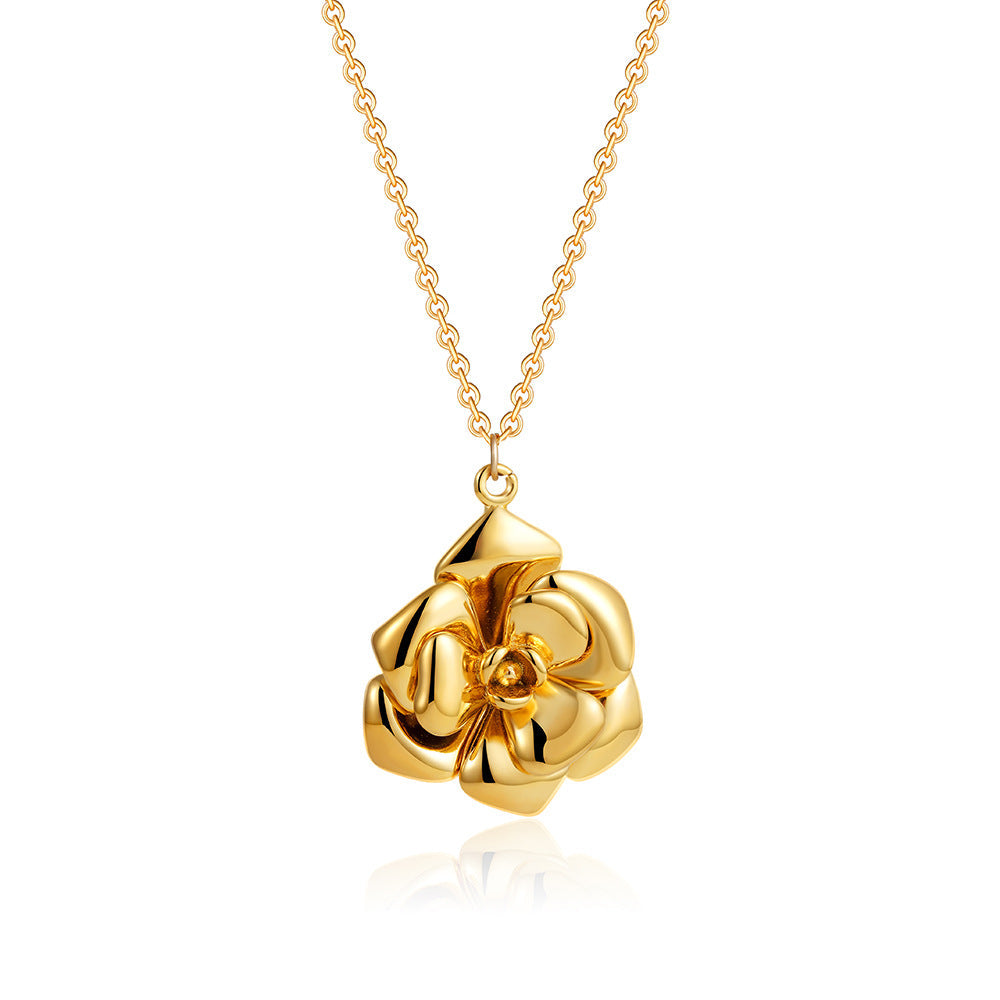 Elegant Necklace Plated 18K Real Gold Rose Flower Light Luxury - Norellé