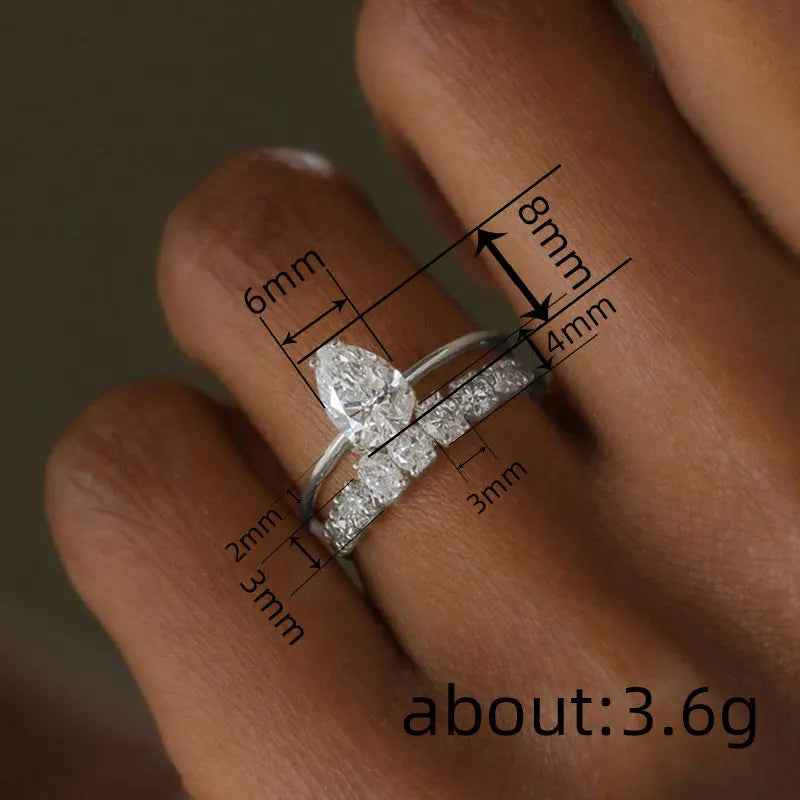 Drop-shaped Design Zircon Ring Fashionable And Exquisite - Norellé