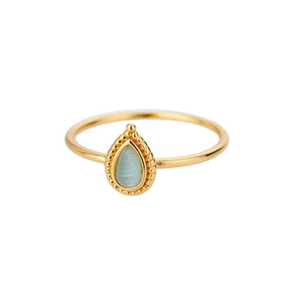 Ins Style Ring Oval Half Stone Open Ring - Norellé