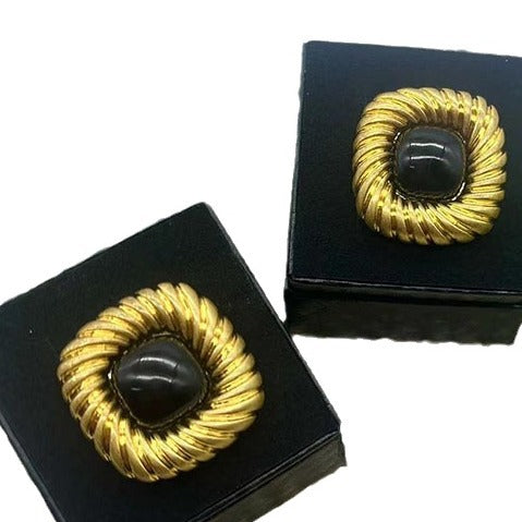 Retro Square Stud Earrings Mid-ancient Simple - Norellé