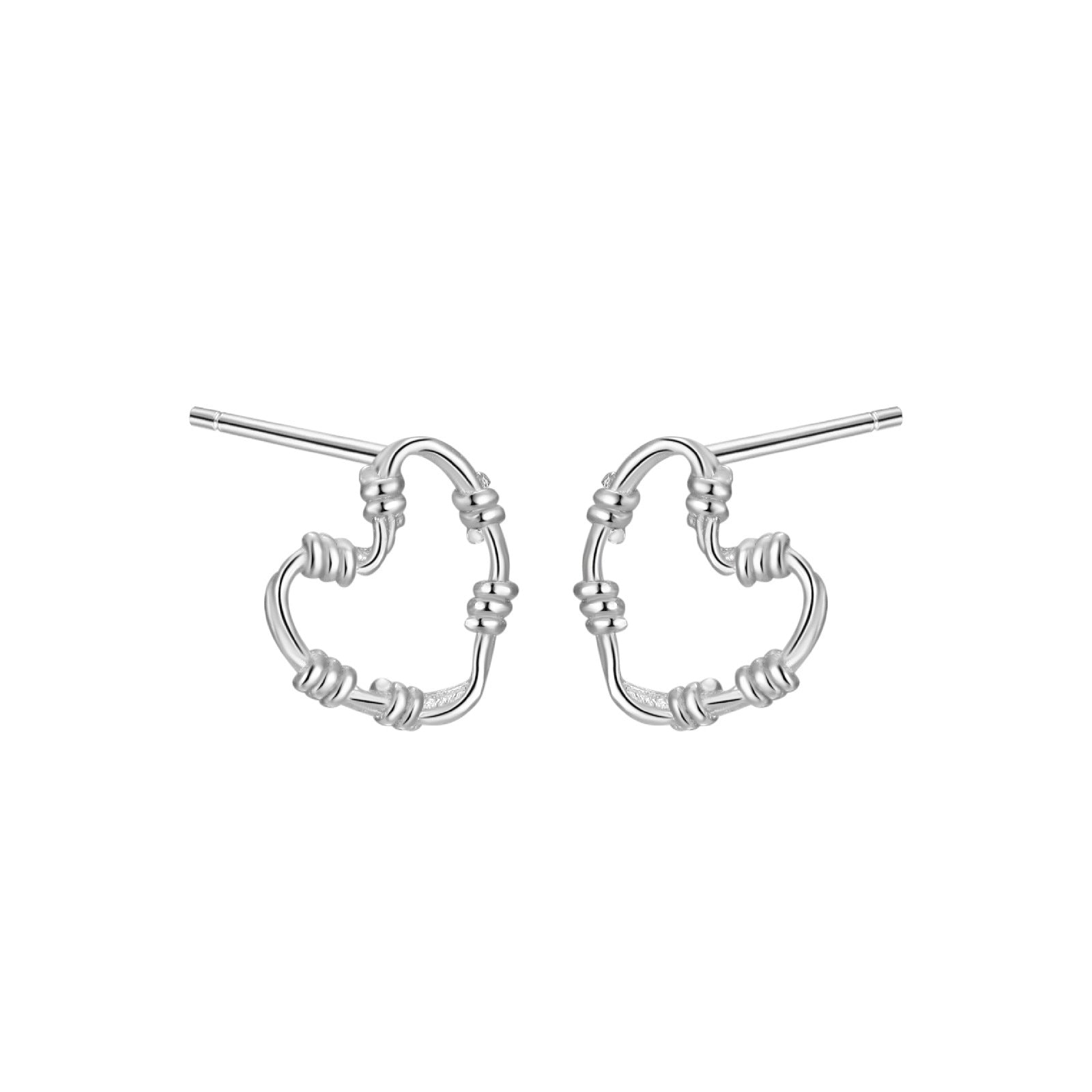 S999 Sterling Silver Commuter Hollow Heart Ear Studs Female Special-interest Design - Norellé