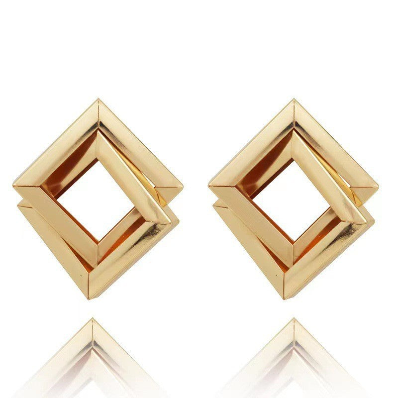 Metal Simplicity Rhombus Earrings Face Slimming - Norellé
