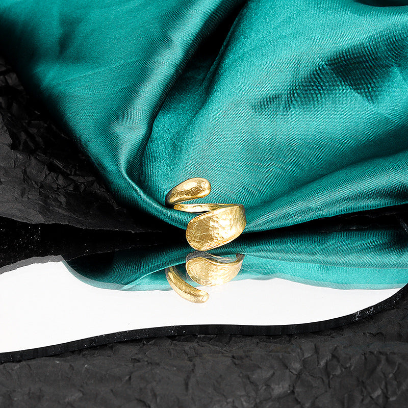 Irregular Concave And Convex Water Drop Gold And Silver Ring - Norellé