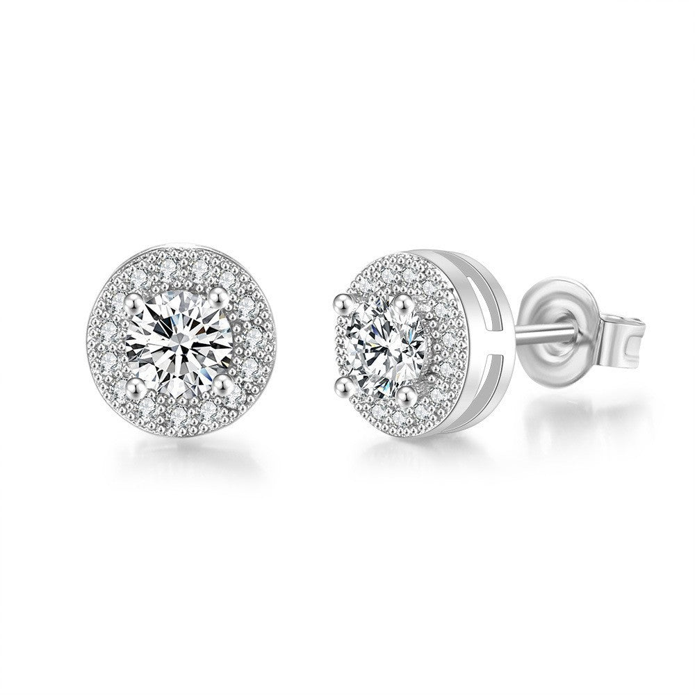 Round Full Diamond Hip Hop Stud Earrings - Norellé