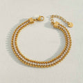 Fashion Stainless Steel Electroplated Small Golden Beads Multi-layer Twin Bracelet - Norellé
