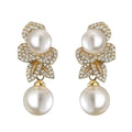 Retro Affordable Luxury Fabulous Pearl Earrings Female Fashion Simple Flower Zircon Ear Studs - Norellé