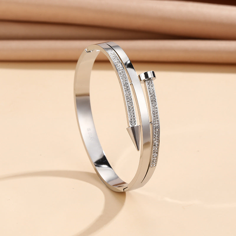 Stainless Steel Nail Rhinestone Bracelet - Norellé