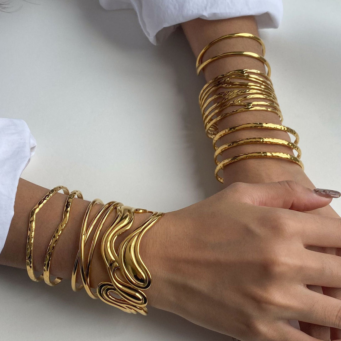 Irregular Lines Multi-layer Hollow Open-end Bracelet Retro Personality - Norellé