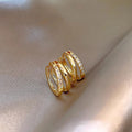 Women's Copper Inlaid Zircon Double Ring Ear Clip - Norellé