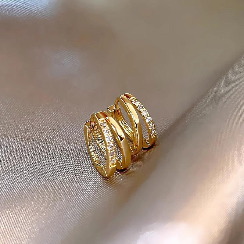 Women's Copper Inlaid Zircon Double Ring Ear Clip - Norellé