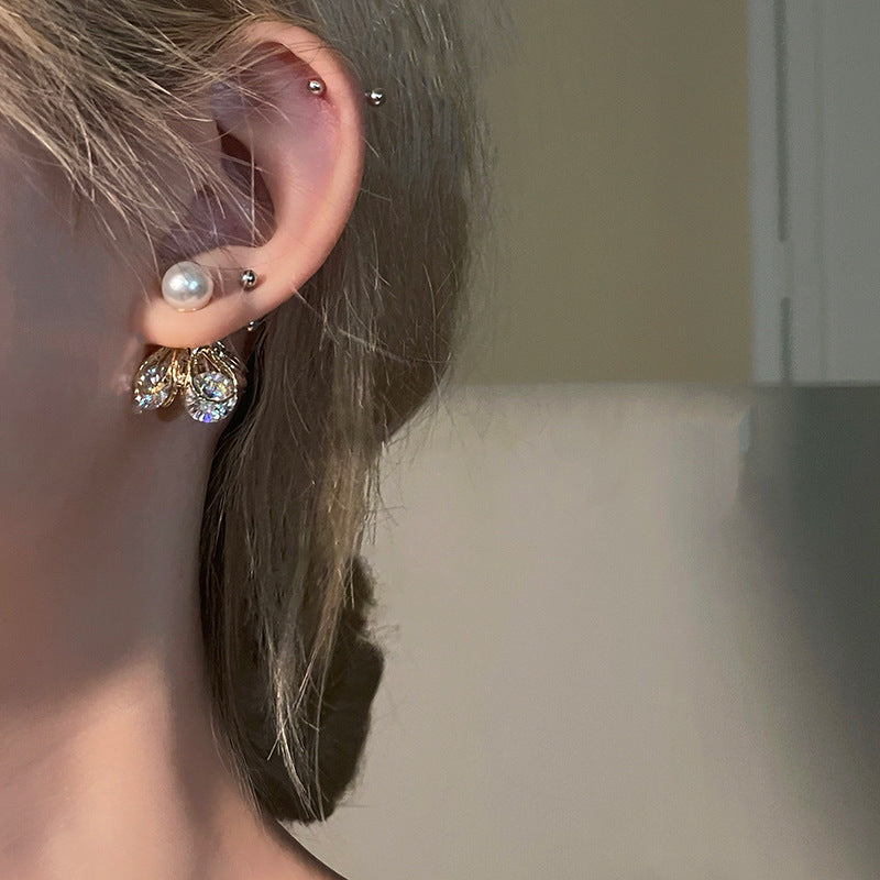 Fashion Personalized Zircon Heart Pearl Earrings Women - Norellé