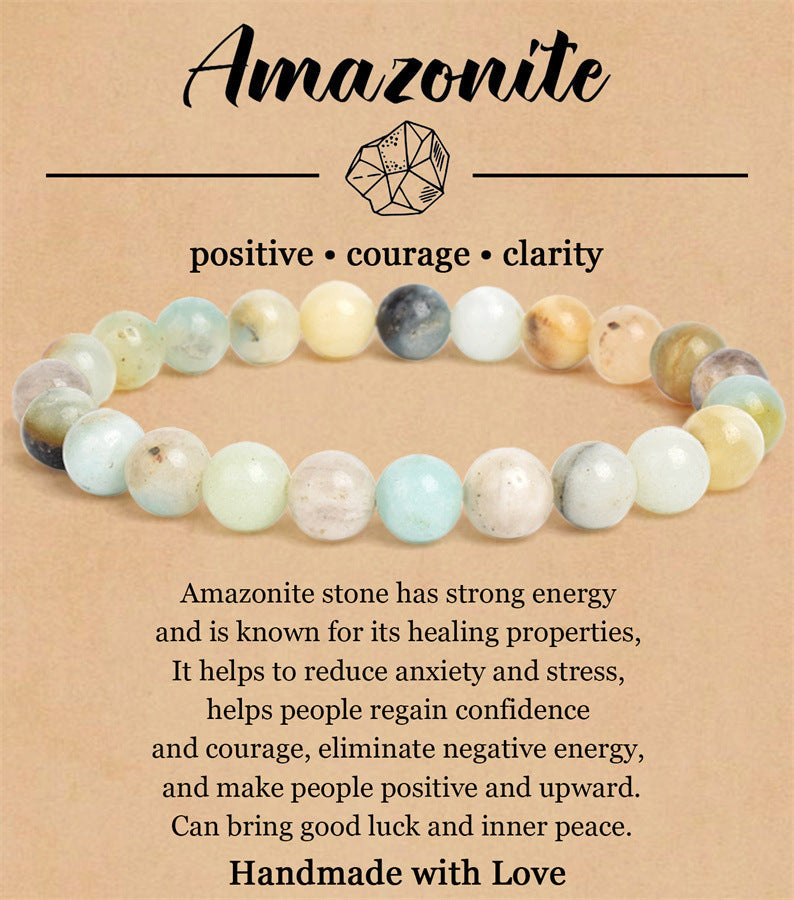 8mm Natural Stone Elastic Beaded Bracelet - Norellé
