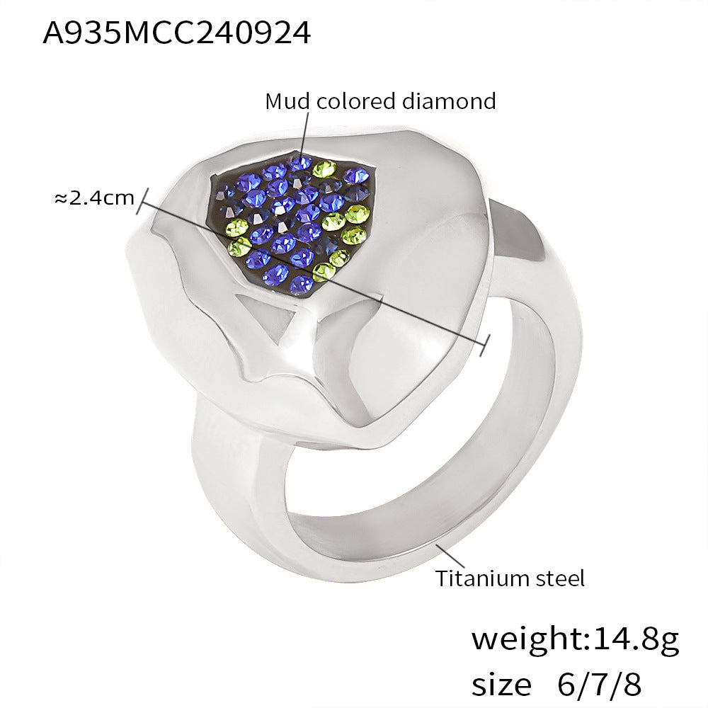 Personalized Design Multilateral Cut Colorful Crystals Ring - Norellé