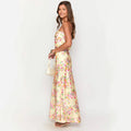 Women's Print Chest-wrapped Floral Slit Skirt - Norellé