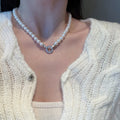 Retro Micro-inlaid Round Buckle Pearl Short Necklace - Norellé
