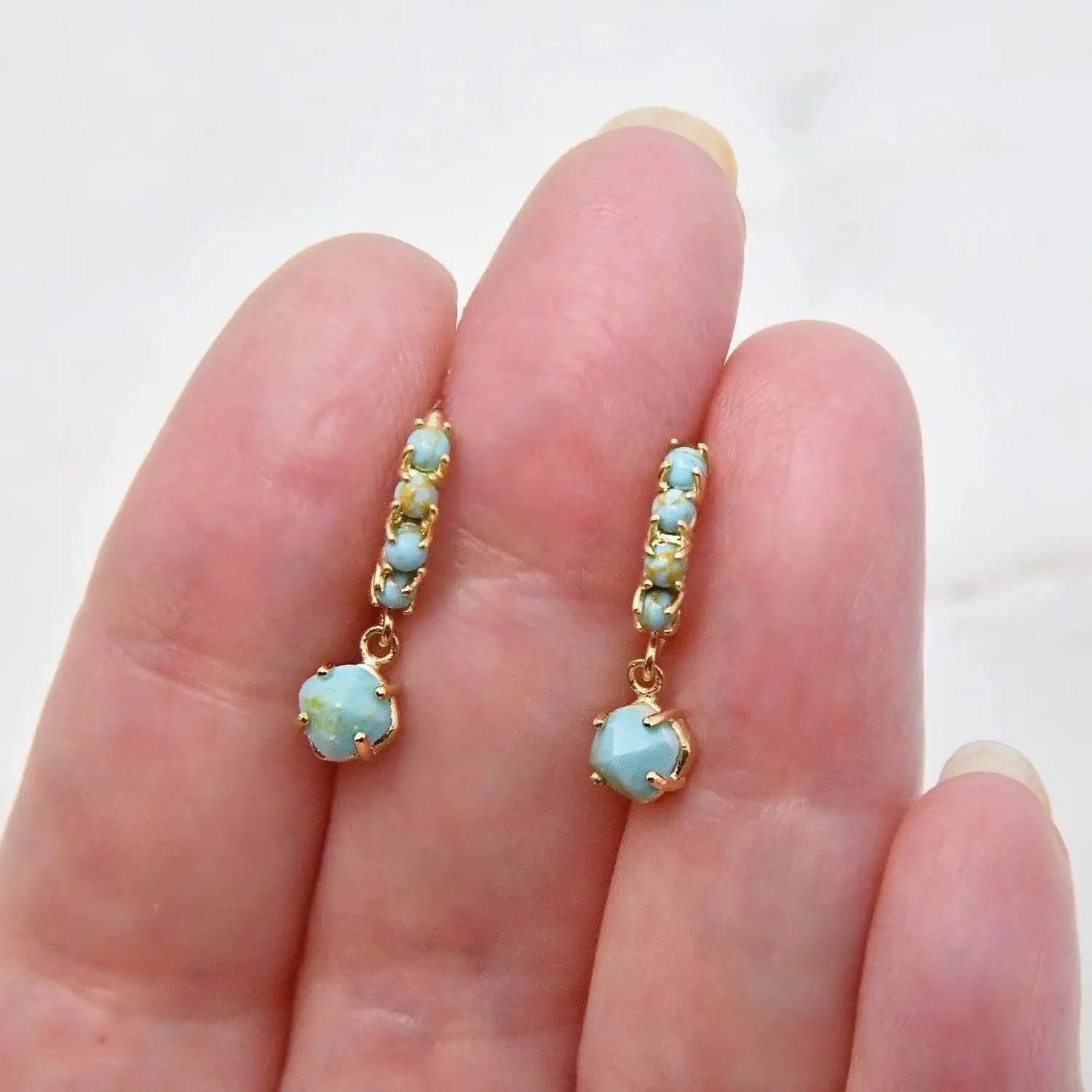 Turquoise Encircling Ear Ring With Embellished Stud Earrings