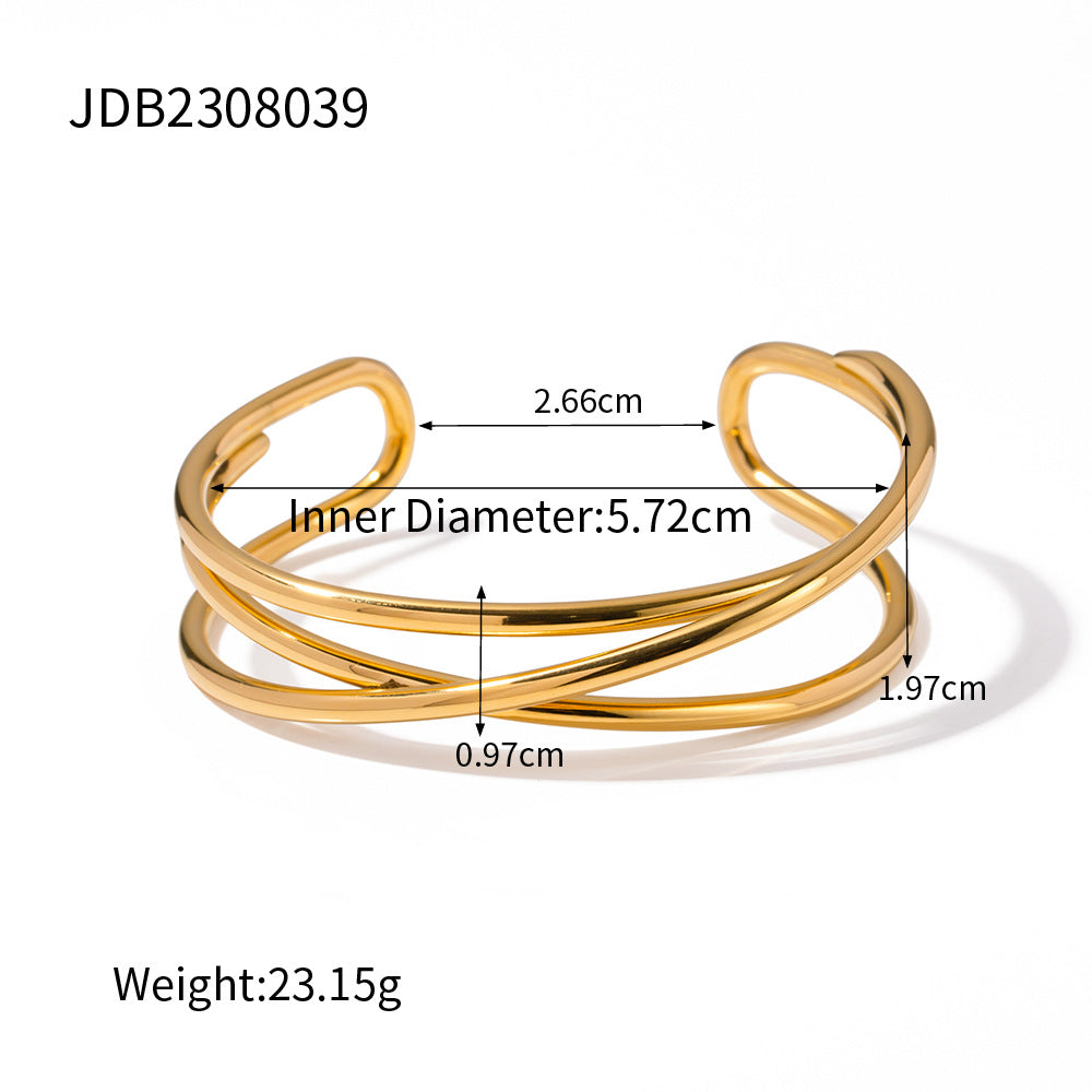 Irregular Lines Multi-layer Hollow Open-end Bracelet Retro Personality - Norellé