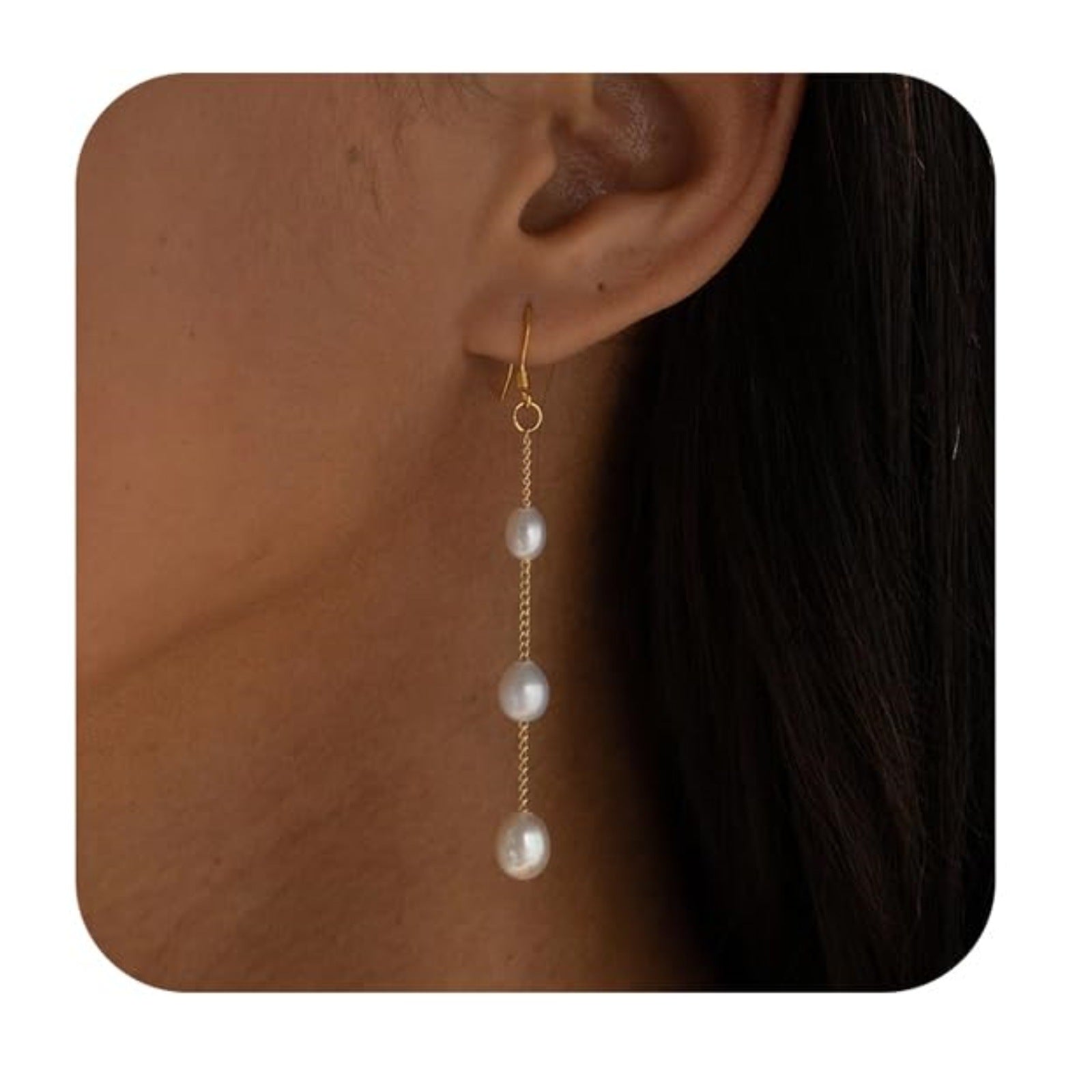 Real Gold Brass Electroplating France Vintage Pearl Earrings Suit - Norellé