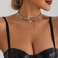 Heart Tassel Pendant Irregular Beaded Clavicle Necklace - Norellé