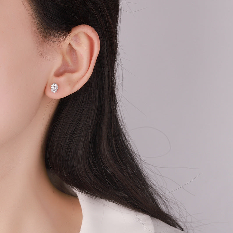 925 Sterling Silver Big Diamond Moissanite Earrings - Norellé