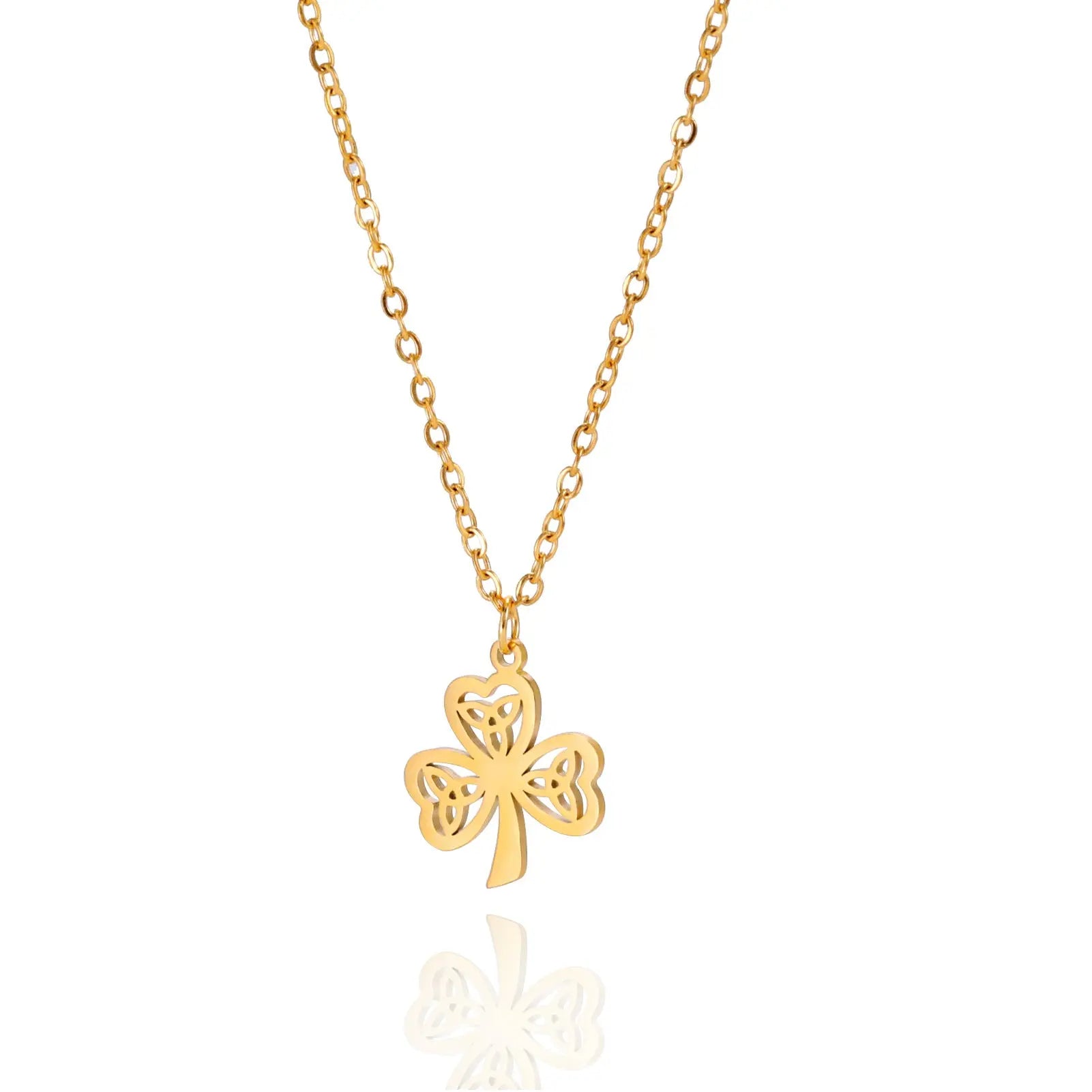 Hollow Personality Celtic Knot Clover Pendant Stainless Steel Necklace - Norellé