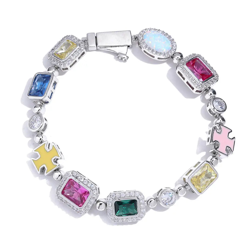Hip Hop Color Gemstone Jewelry Bracelet Female Accessories - Norellé