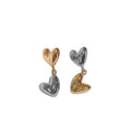 Gold And Silver Stitching Two-tone Love Heart Earrings - Norellé