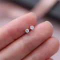 Round Silver Pin Zircon Ear Studs Earrings - Norellé