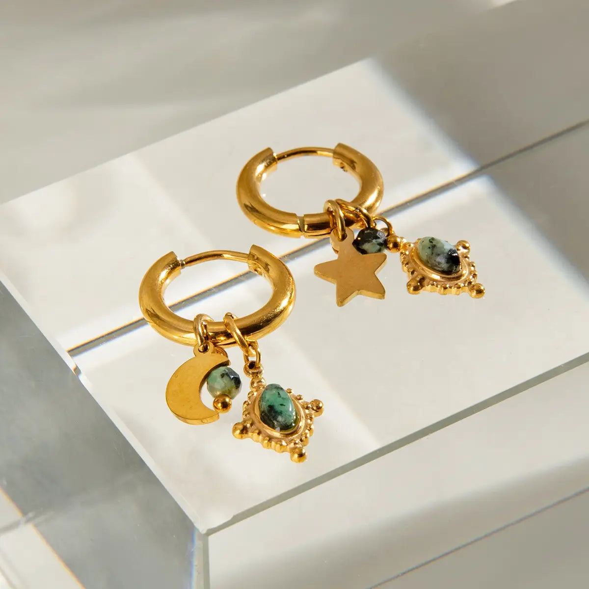 Fashion Stainless Steel Star Moon Ear Clip