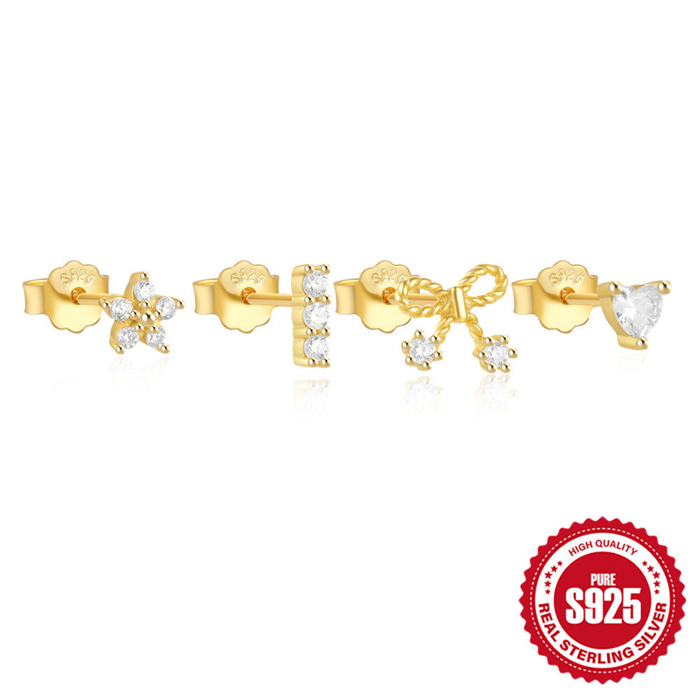 Women's Minimalist Bowknot Heart-shaped Earrings Suit - Norellé