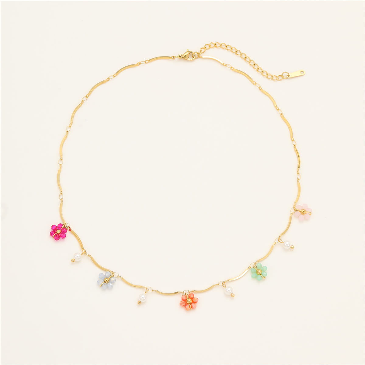 Stainless Steel Color Crystal Zircon Flower Necklace