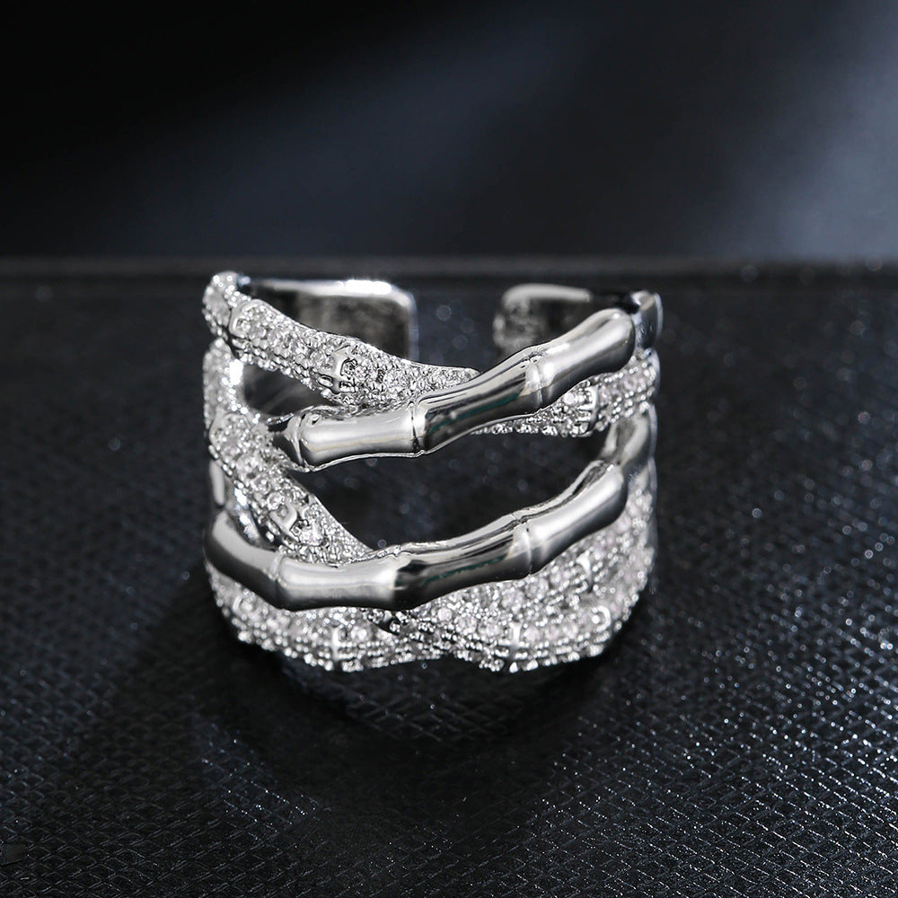 Copper Plated White K Micro-inlaid Zircon Ring Simple - Norellé