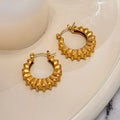 18K Real Gold Plated Titanium Steel Vintage Retro Gear Dancer Simple Earrings - Norellé