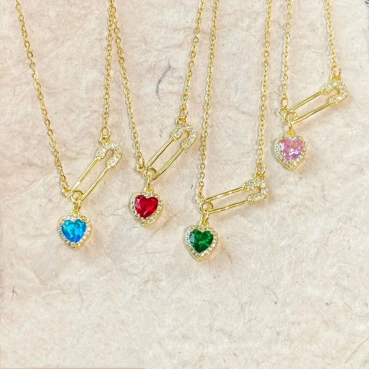 Women’s Personalized Pin Pink Heart-shaped Light Luxury Necklace