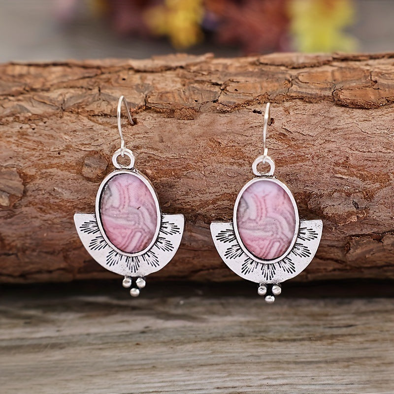 Retro Style Semicircle Fan-shaped Alloy Oval Earrings - Norellé
