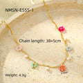 Stainless Steel Color Crystal Zircon Flower Necklace - Norellé